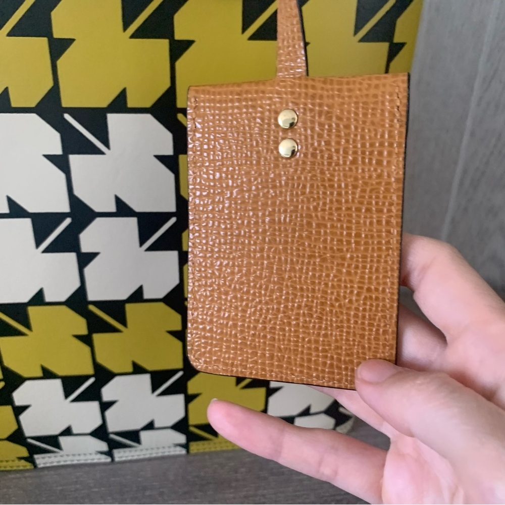 Orla Kiely Sycamore Leaf Printed Willow Tote Bag Leather Mustard Yellow - Picture 5 of 11